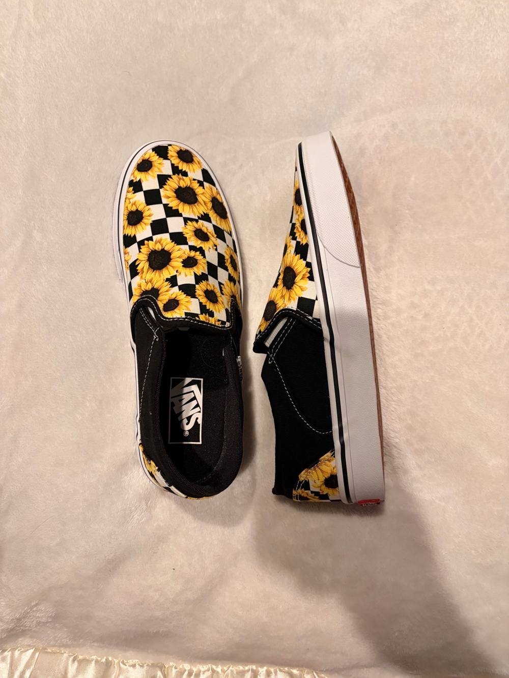 Vans Women’s Slip-On Sunflower Checkerboard Shoes - Yellow/Black